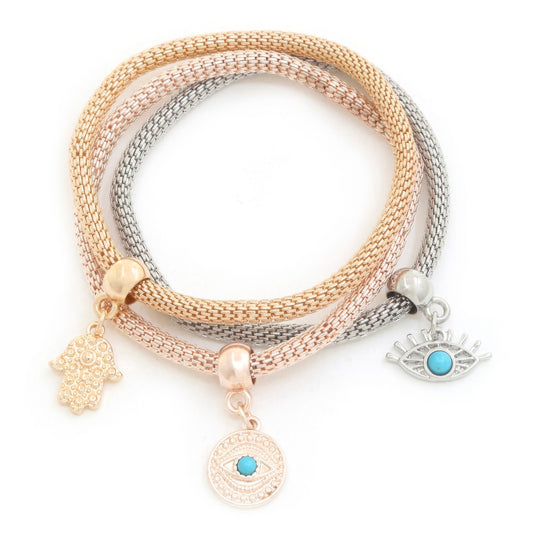 Jewelry-Hamsa Hand Charm Bracelet Set
