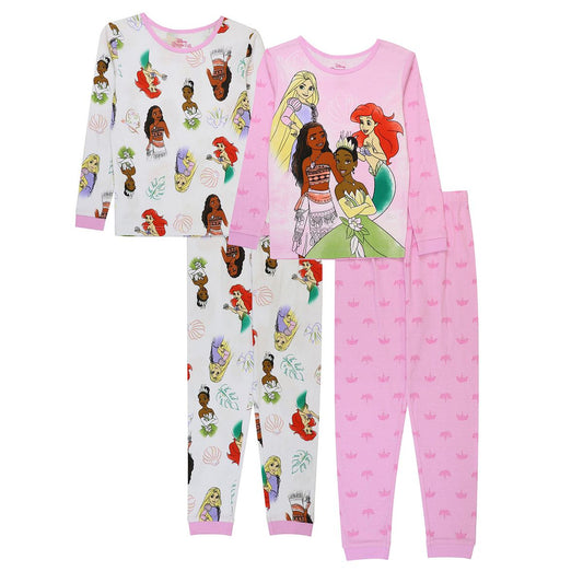 B Toddler Girls 4-8 Disney Princess 4-Piece Pajama Set