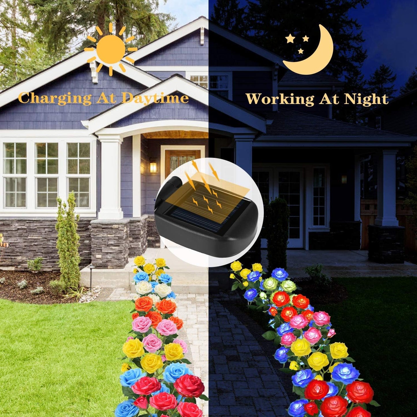  ZZZ Home LED Solar Powered Light with 6 Rose Flowers